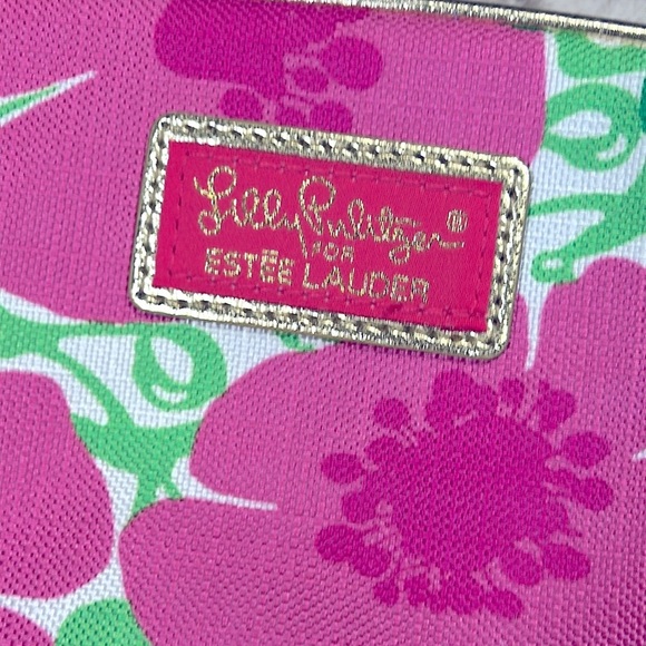 Lilly Pulitzer for Estée Lauder Pink & Green Tropical Floral Print Cosmetic Bag - Picture 3 of 9
